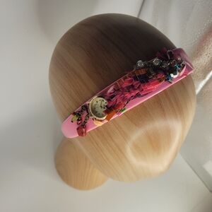 Pink  With Tropical Bird Embellished Hair Band